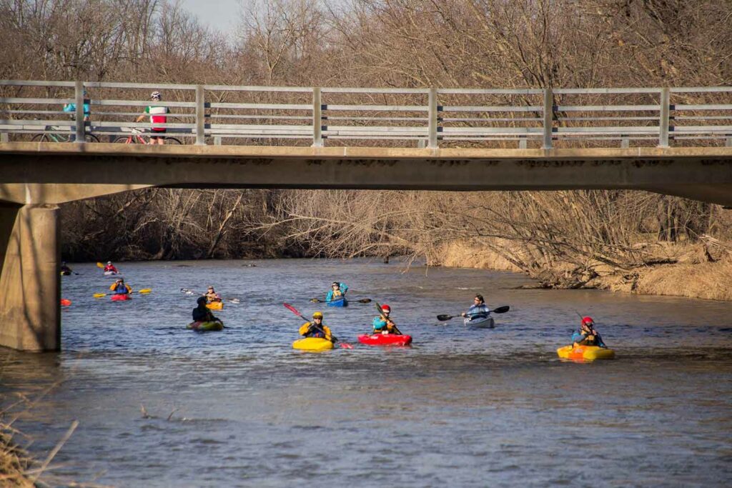 Kayakers enjoying the Baraboo River