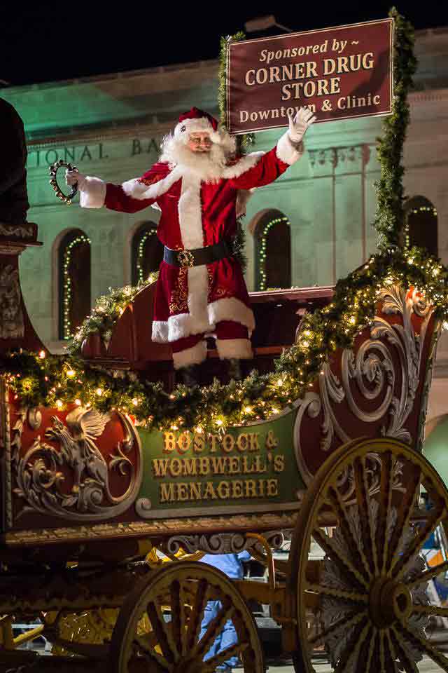 Santa Claus in parade wagon
