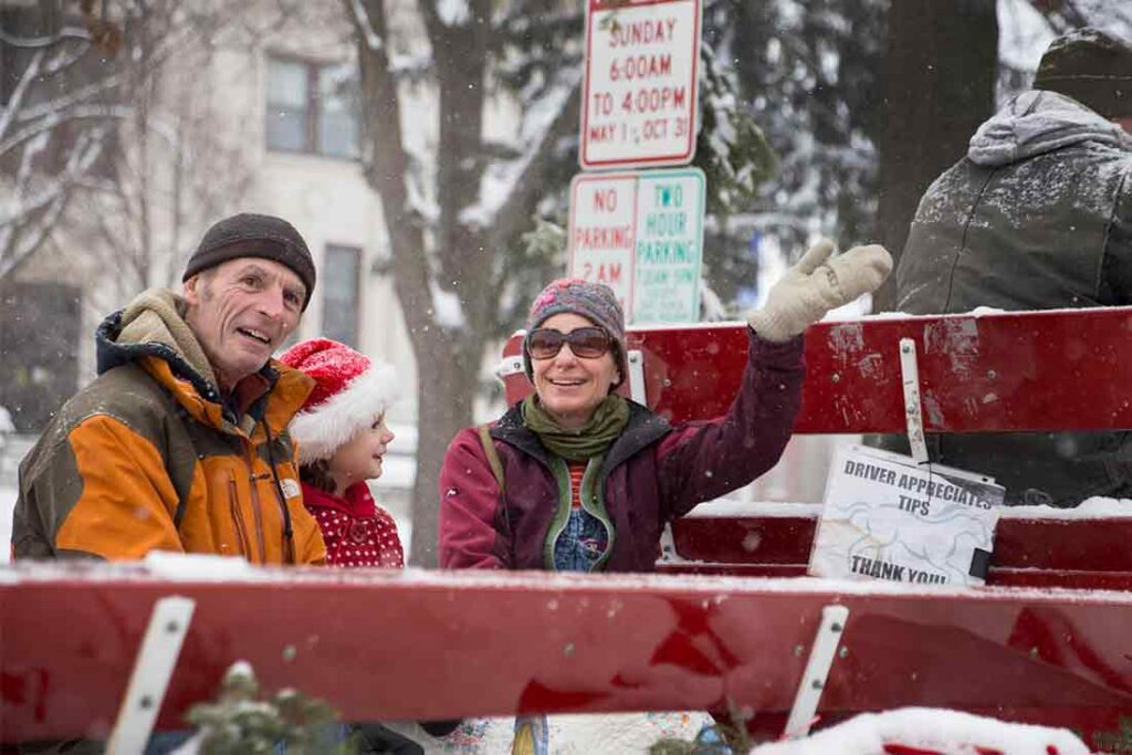 Family Christmas wagon ride