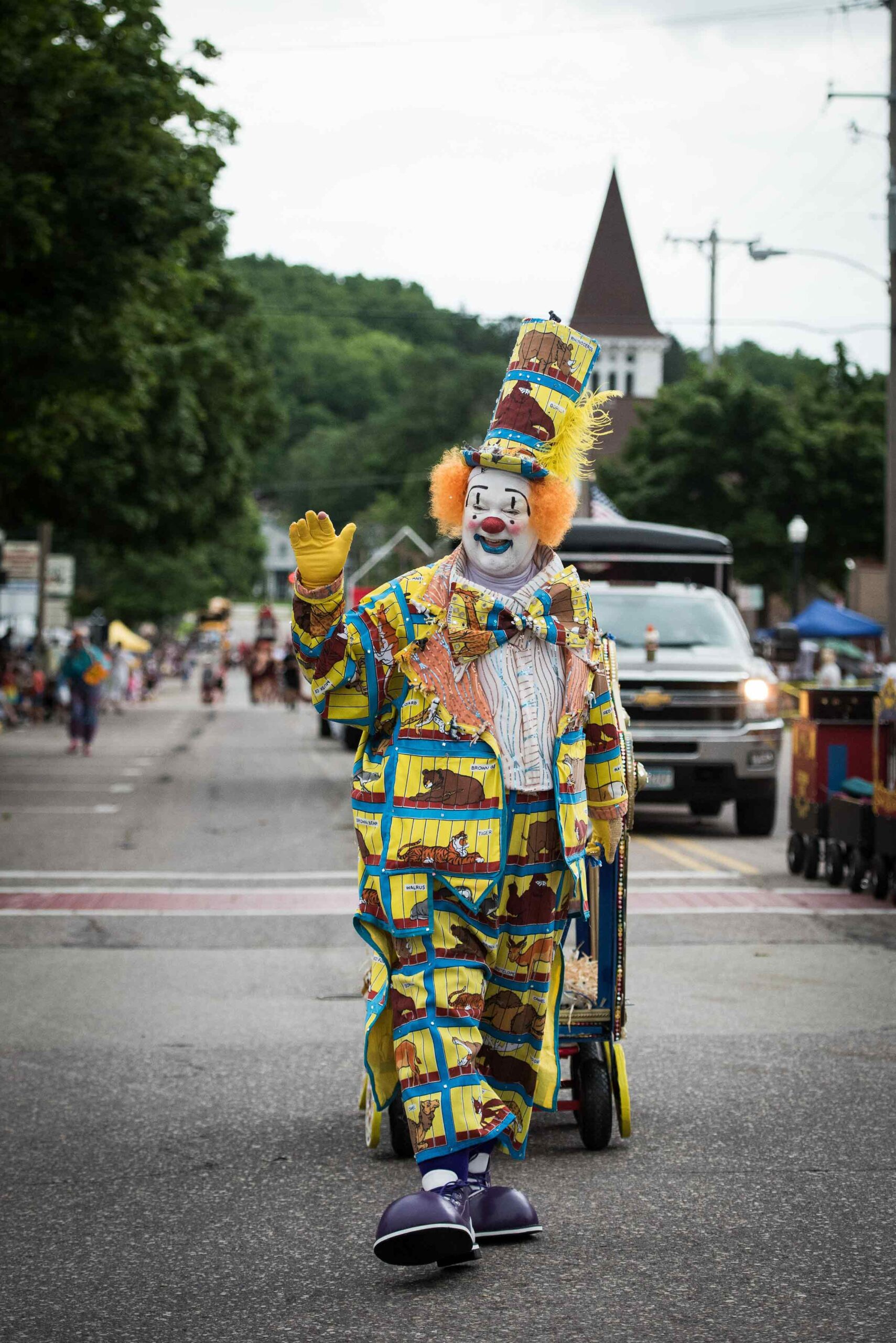 Crackers The Clown Marches In Circus Parade