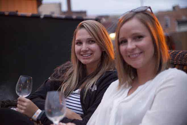 women enjoying wine